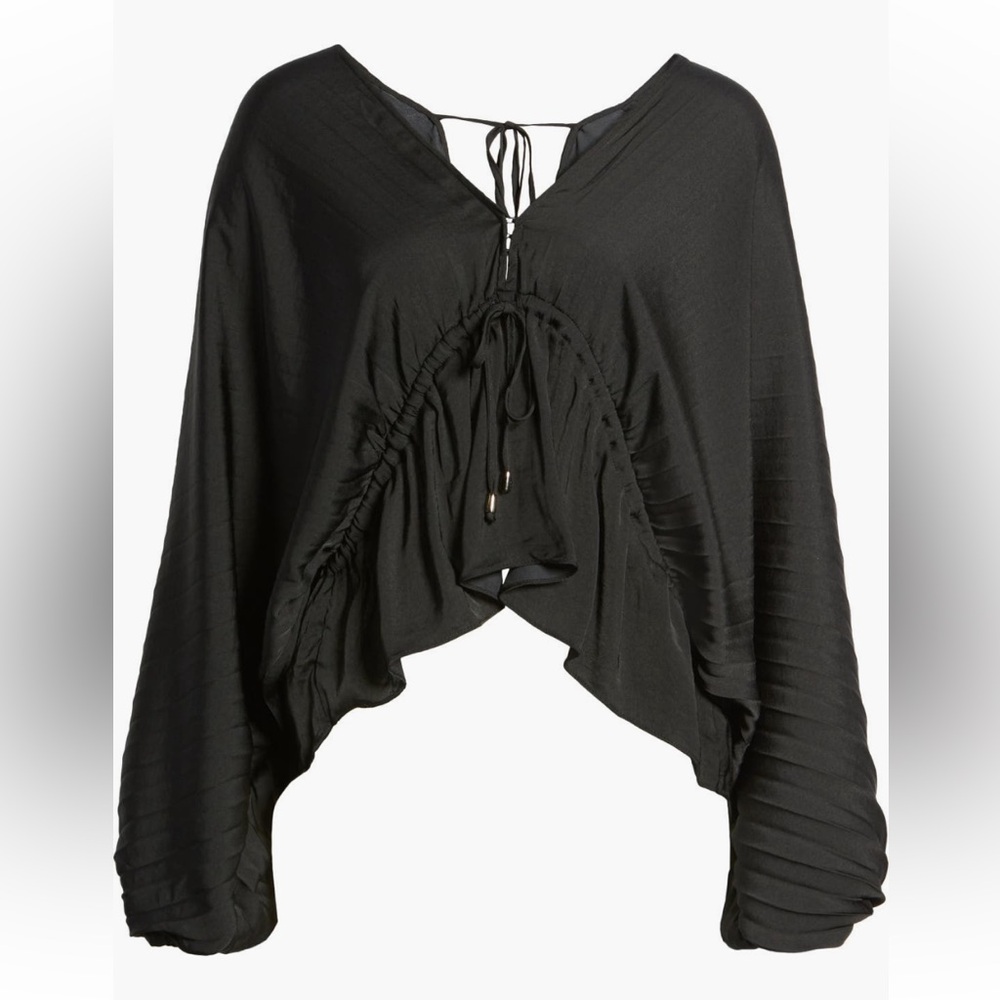 NEW FREE PEOPLE Black Silky Blouse Size Small